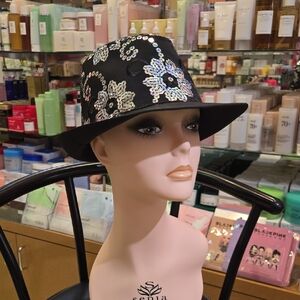 Sequin Embellished Black Hat